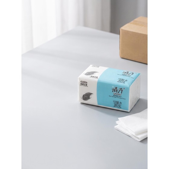 CZ-0700 Qinghui Water-Resistant Soft Facial Tissue, 280 Sheets, 10-Pack, 130 x 180 mm