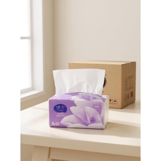 CZ-Y0919 Qinghui 5-Layer Soft Facial Tissue, 480 Sheets, 10-Pack, 140 x 180 mm