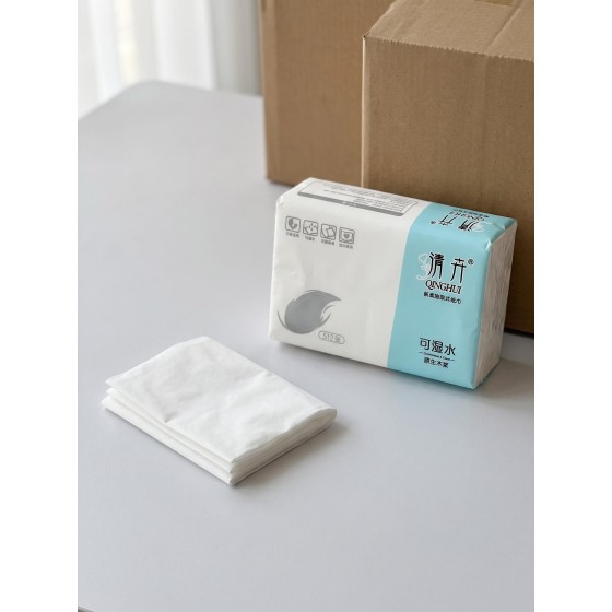 CZ-0810 Qinghui Water-Resistant 5-Layer Facial Tissue, 510 Sheets, 10-Pack, 156 x 180 mm