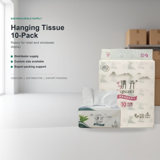 CZ-5108 Qinghui Water-Resistant Soft Facial Tissue, 10-Pack, 127 x 180 mm